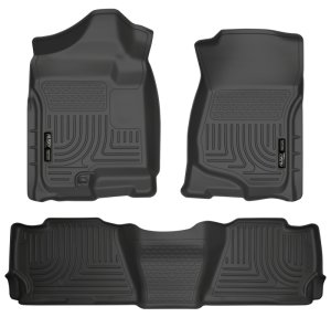 Chevrolet Suburban Floor Liners - Front + Second Row - Husky Liners - WeatherBeater - Black - `07-`13